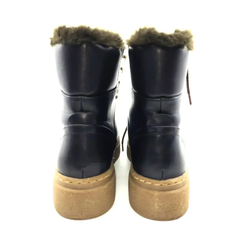 Zara Boots Platform‎ Black Laces Fur Lined EU 40 US 7